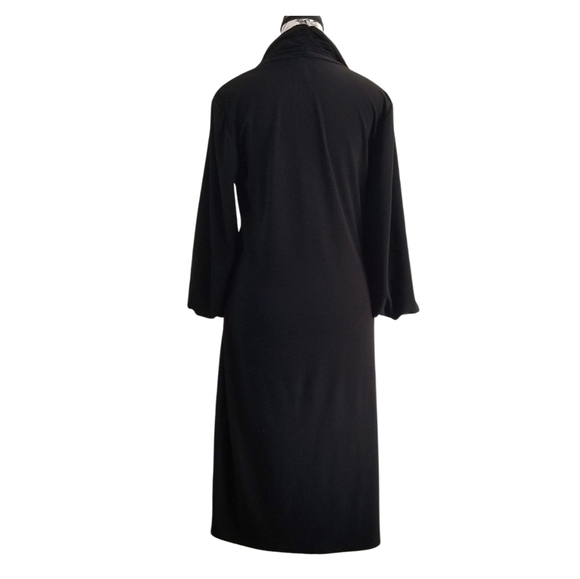 🇨🇦 Joseph Ribkoff Midi Dress With Big Cowl Neck And Puffed Balloon Sleeves - Picture 4 of 8